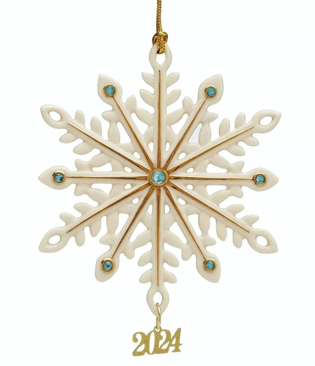 Lenox 2024 Gemmed Snowflake Ornament Annual Icy Blue Crystals Christmas Gift NEW0