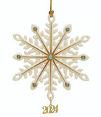 Lenox 2024 Gemmed Snowflake Ornament Annual Icy Blue Crystals Christmas Gift NEW0
