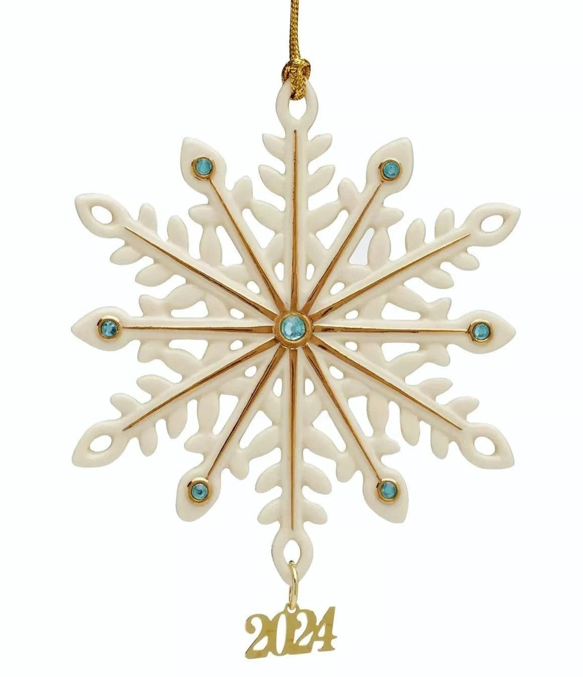 Lenox 2024 Gemmed Snowflake Ornament Annual Icy Blue Crystals Christmas Gift NEW0