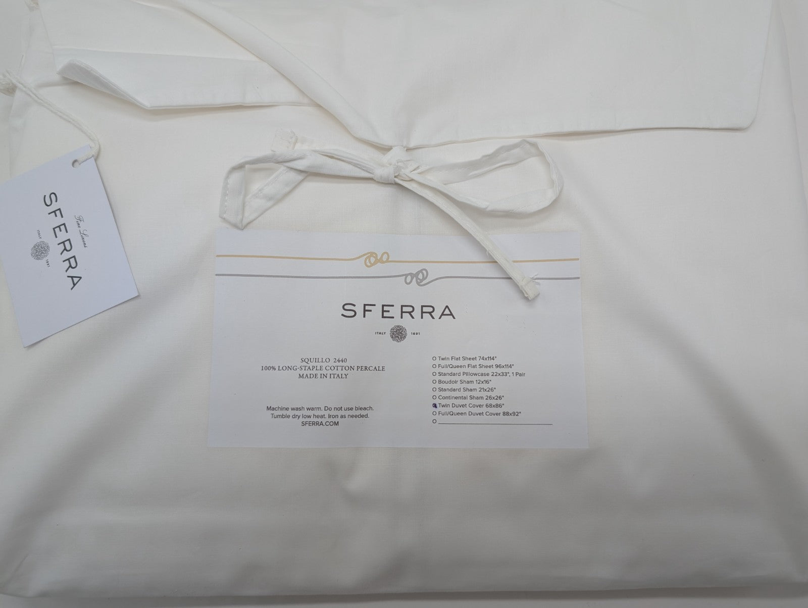 Sferra Squillo White Twin Duvet Platinum Satin Stitch Embroidery Youth Italy NEW14