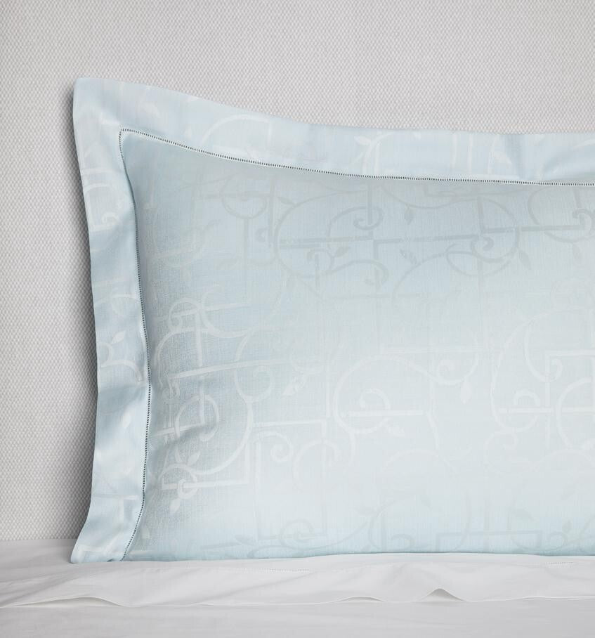 Sferra Graticcio Aquamarine King Duvet Set 3PC Cotton Sateen Jacquard Italy NEW10