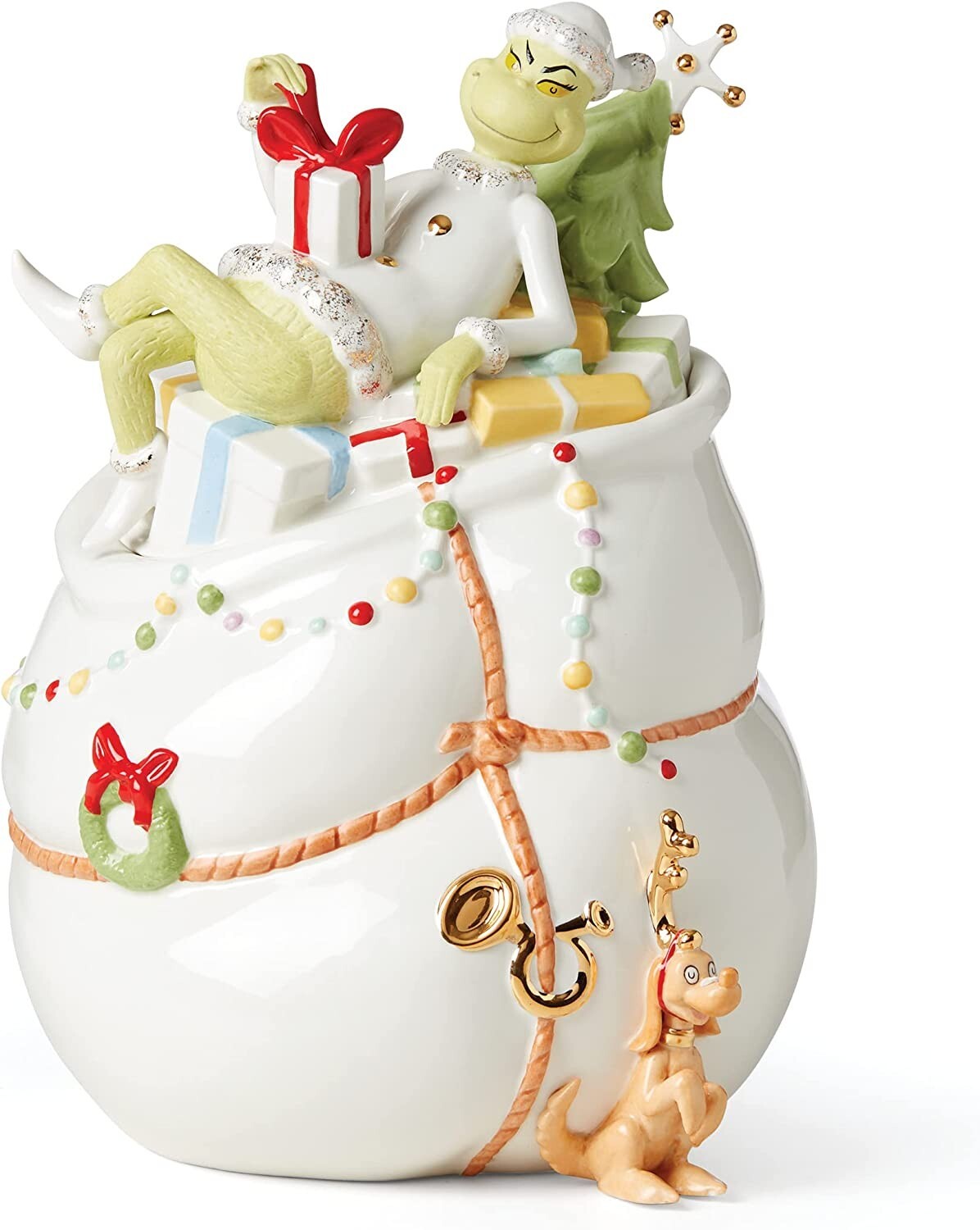 Lenox Grinch Cookie Jar Figurine Max Dr. Seuss Who Stole Merry Grinchmas 7.5 NEW0