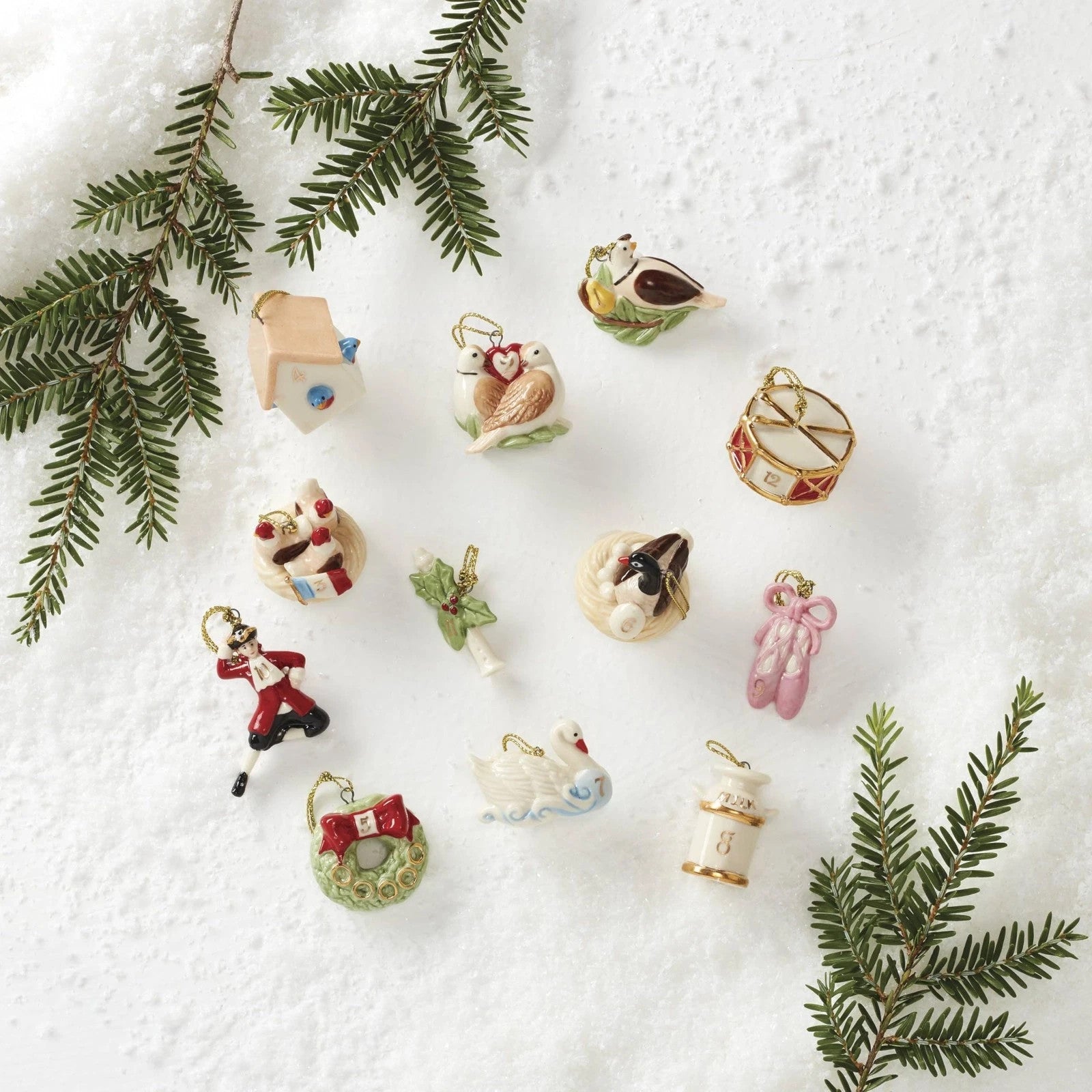 Lenox 12 Days Of Christmas Miniature Tree Ornaments Mini Twelve Set Swans NEW2