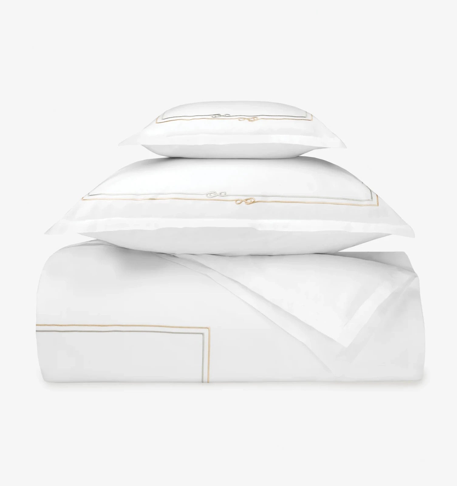 Sferra Squillo White Twin Duvet Platinum Satin Stitch Embroidery Youth Italy NEW6