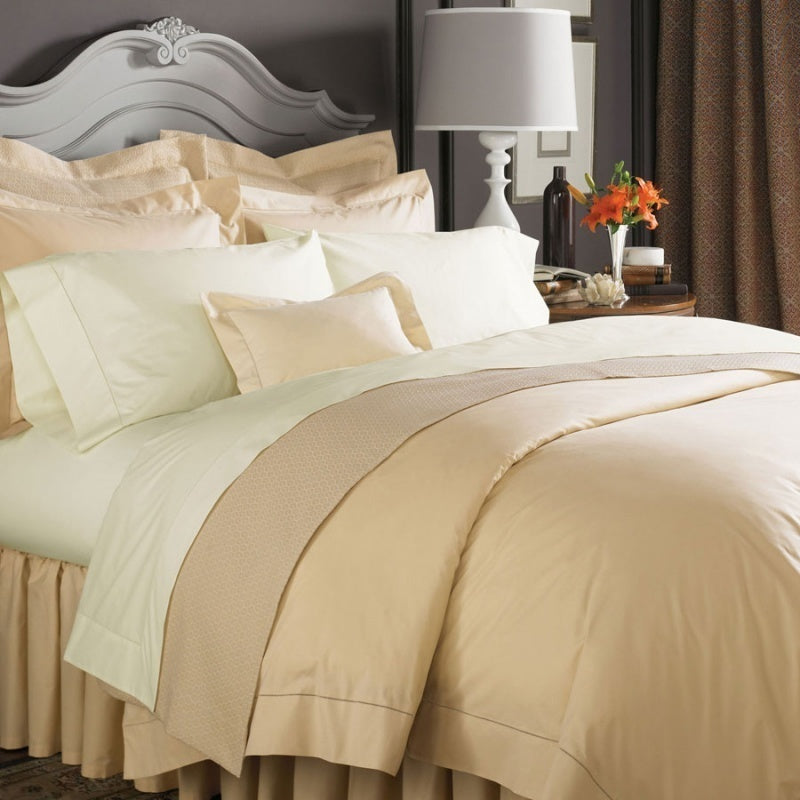 Sferra Celeste Brown Queen Bed Skirt Chestnut Gathered Egyptian Cotton Italy NEW7