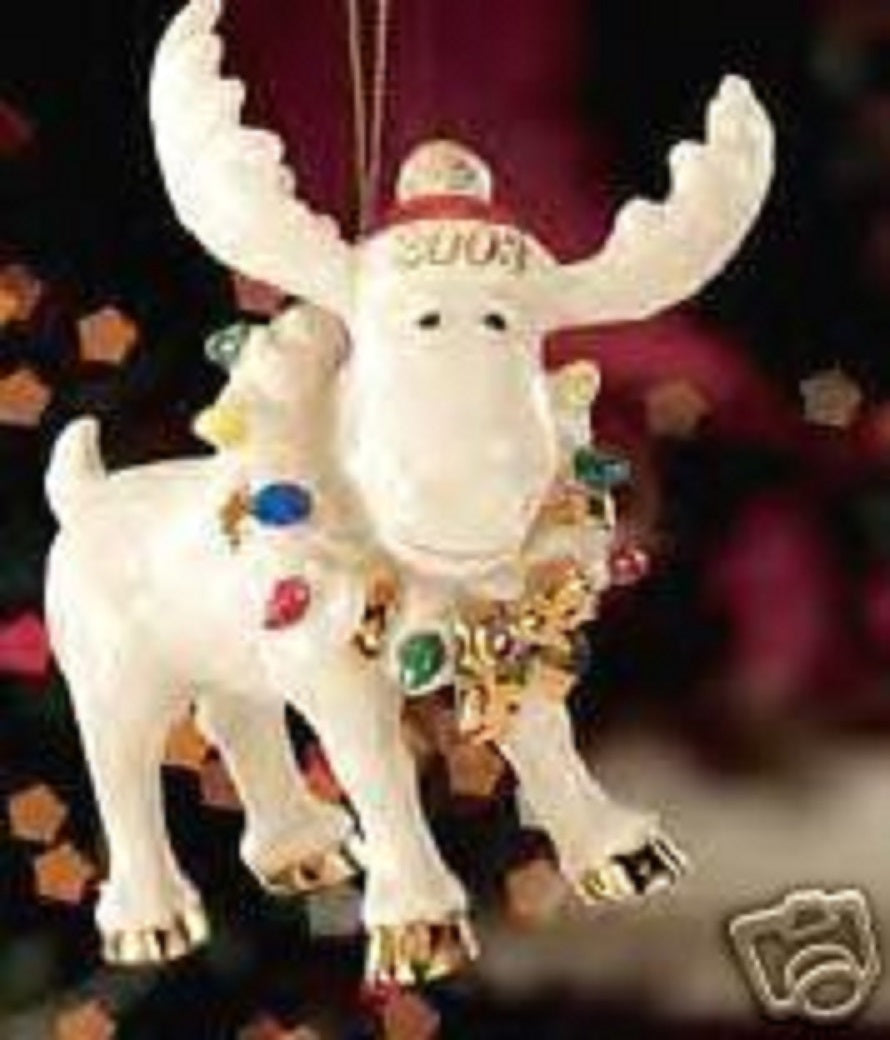 Lenox 2003 Moose Figurine Ornament Annual Moosechief Marcel Christmas COA NEW0