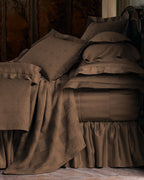 Sferra Presidio White King Dust Ruffle Stripe Gathered Egyptian Cotton Italy NEW5