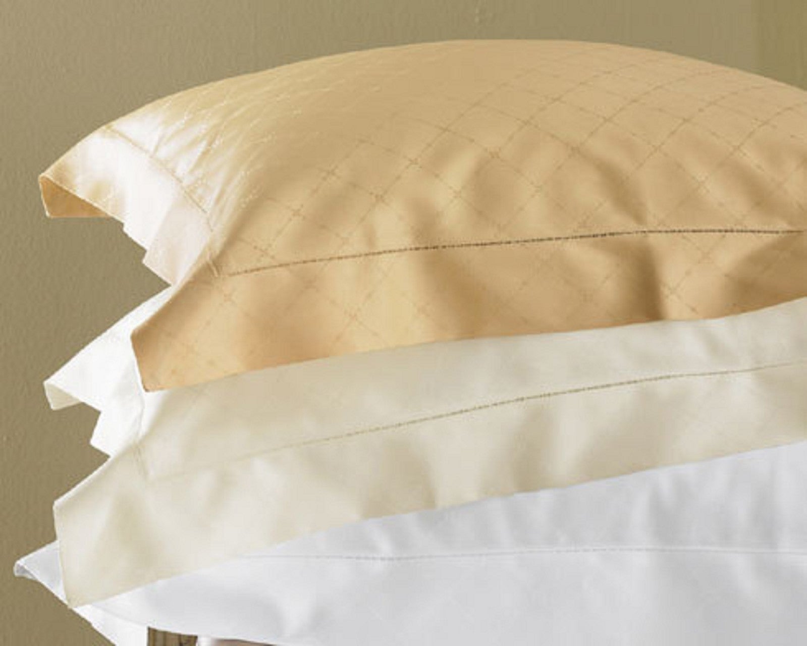 Sferra Colette Gold Queen Flat Sheet Lattice Egyptian Cotton 1020TC Italy NEW9